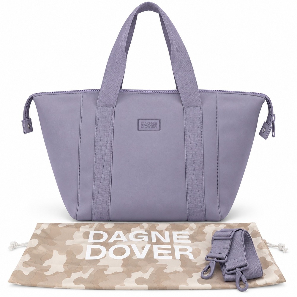 Dagne Dover Lg Landon Carryall Lavender Neoprene Travel Tote Gym Weekender Bag